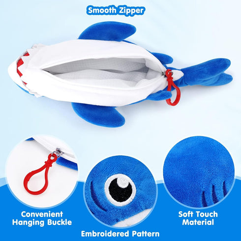 CiyvoLyeen Shark Pencil Case Pen Plush Animal Cute Pencil Bag Blue Pouch with Zipper Stationery Organizer for Student Back to School Supplies Offi...