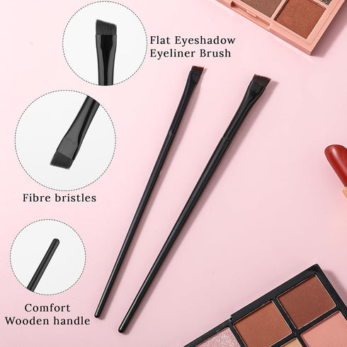 16 Pcs Eyeliner Brush Fine Angled, 12 Pcs Thin Eyeliner Brush Fine and 4 Pcs Angled Eyebrow Brush Flat Eyeliner Brush Portable Eye Makeup Brush Se...