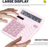 Calculators Desktop, Pink Calculator, Cute Calculator 12 Digit Desk Calculator Large Display, Dual Power Solar Battery, Office Home School Supplie...