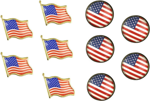 Set of 10 American Flag Lapel Pins USA United State Badge Brooches Round Waving Flag Patriotic Pins Bulk Hat Backpack Bag...