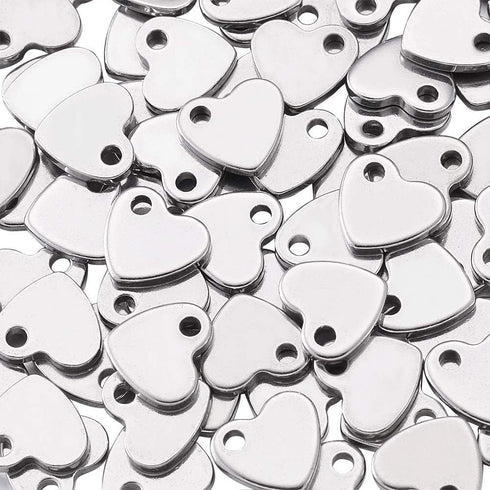 Pandahall 100pcs Heart 304 Stainless Steel Tiny Double Side Pendants Charms 10x9mm for Bracelet Jewelry Making...