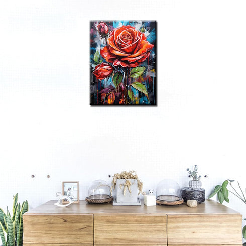 TUMOVO American Flowers Painting Paint by Number Kits 16 x 20 inch Coloful Romantic Rose Canvas DIY Graffitic Street Art Oil Painting for Kids Adu...