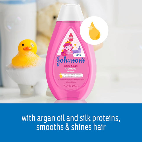 Johnson's Baby Shiny Soft TearFree Kids' Shampoo with Argan Oil Silk Proteins Paraben Sulfate DyeFree Formula Hypoallergenic Gentle for Toddler's ...