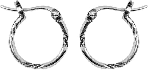 Boma Jewelry Sterling Silver Twist Round Snap Down Hoop Earrings...