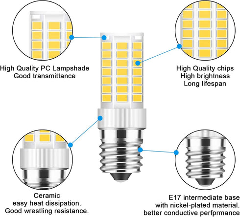 TAIYALOO E17 LED Bulb Dimmable, 5W Microwave Oven Bulb, Natural White 4000K, 40W Halogen Bulb Replacement for Microwave, Over Stove Appliance, Ran...