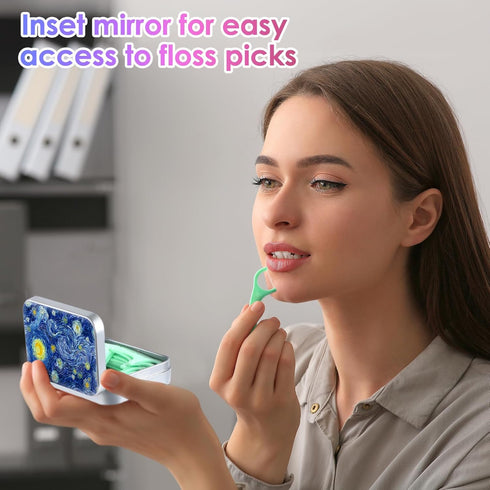 Dental Floss Portable Case, Easy to Store Floss Picks of Various Sizes, Portable Dental Floss Dispenser is Perfect for Travelling, Hotels, Dinners...
