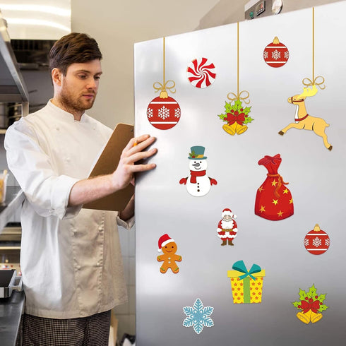 24 Pcs Christmas Magnet Party Decoration, Animated Christmas Fridge Magnet Set, Reindeer Refrigerator Stickers Holiday Decorations for Fridge, Doo...