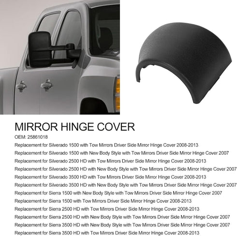 25861018, Long Lifespan Trailer Tow Mirror Hinge Cover High Temperature Resistance Stable Side Rearview Mirror Hinge Cap for Car(Right)...