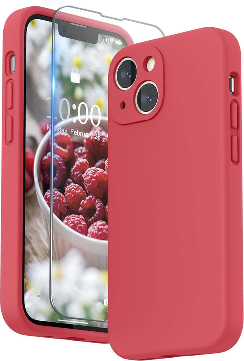 SURPHY Compatible with iPhone 13 Mini Case with Screen Protector, (Camera Protection + Soft Microfiber Lining) Liquid Silicone Phone Case 5.4 inch...