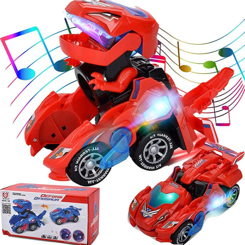 Transforming Dinosaur Toys,Transformer Toys for Kids Car for Boys age 3-5 Dino Car Dinotrux Toys for Kids with LED Light & Music Automatic Transfo...