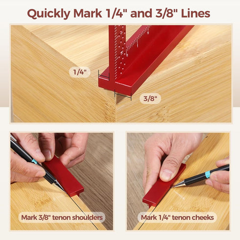 Small Carpenter Square Woodworking - Small Square Tool with Fixed Angle Pin and 0.9mm Mechanical Pencil - Precision Accurate Mini Carpenter Square...