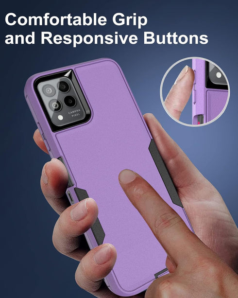 Dahkoiz Revvl 6 Pro Case, Revvl 6X Pro Case, with Glass Screen Protector, Dust-proof Port Cover, Full Body Rubber Protection Phone Case for T-Mobi...