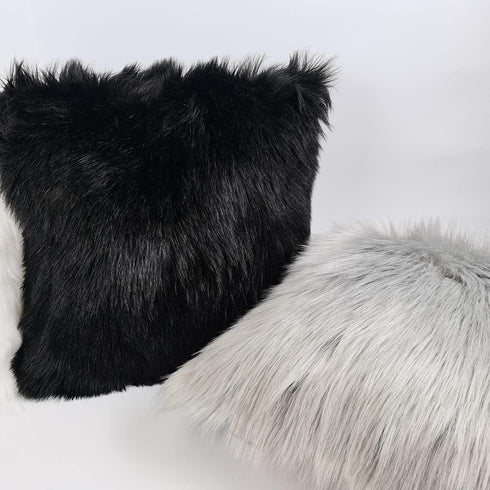 A Fluffy Throw Pillow Cover Covered by Gray Long Hair for Couch Sofa Bed Decoration in Bedroom or Livingroom,18 X 18 inch?Gray...