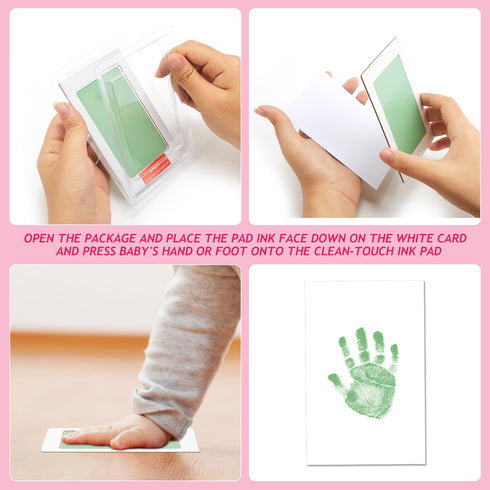 Outus 3 x 5 Inch Newborn Handprint and Footprint Paw Print Kit 4 Clean Touch Ink Pads 10 Imprint Cards Pet Inkless Hand and Feet Stamp for Dogs(Gr...