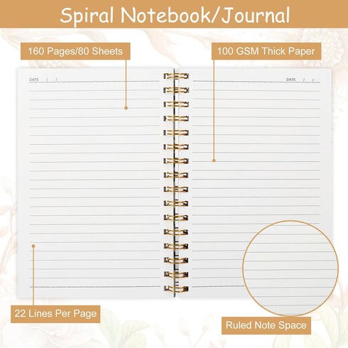 Highland Cow Floral Spiral Journal Notebook 80 Sheets A5 Watercolor Flower Cow College Ruled Notebook Strong Twin-Wire Binding with Premium for Sc...