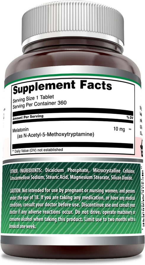 Amazing Formulas Melatonin Supplement | 10 Mg per Serving | 360 Tablets | Non-GMO | Gluten-Free | Made in USA...