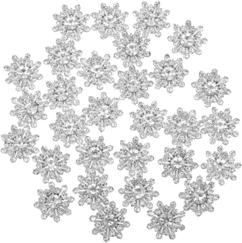Christmas Snowflake Buttons Pearl Rhinestone Buttons Flat Back Flower Buttons Pearl Sew on Clothing Buttons for DIY Crafts 30Pcs Silver 1 Silver S...