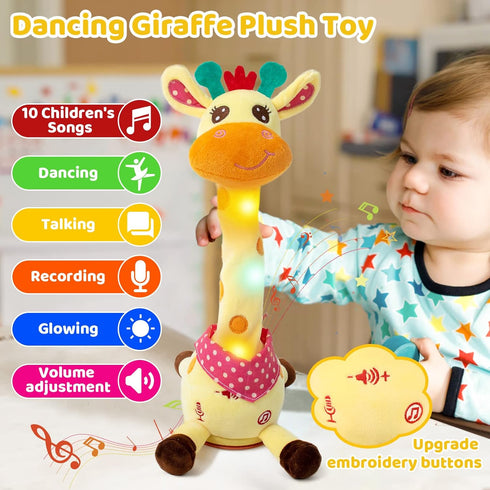 Emoin Giraffe Stuffed Animal Baby Toys 6 to 12 months Giraffe Toys Singing 10 Children's Songs Dancing Giraffe Light Up Toys Repeat What You Say G...