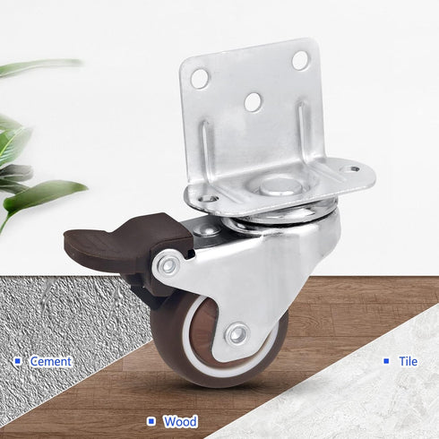 Side Mount Casters Set of 4 with Brake,1.25inch L-Shape TPR Plate Casters,Small Wheels for Furniture Wheels, Baby Bed, suitcase,Cabinet Wheels,Tab...
