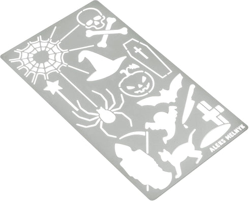Aleks Melnyk No.17 Stencil and Patterns, Metal Journal Stencil for Wood Burning, Halloween, Pyrography, Wood Carving Templates, Pumpkin, Spider We...