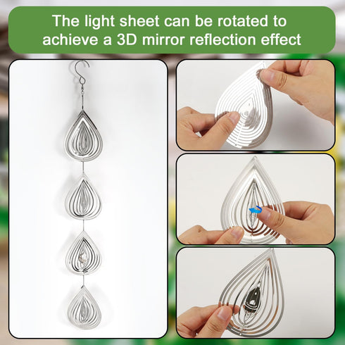 3pcs Water Droplets Bird Reflectors, Metal Disc Highly Reflective Double-Sided Water Droplets Wind Spinner Bird Devices Keep Birds Away from Garde...