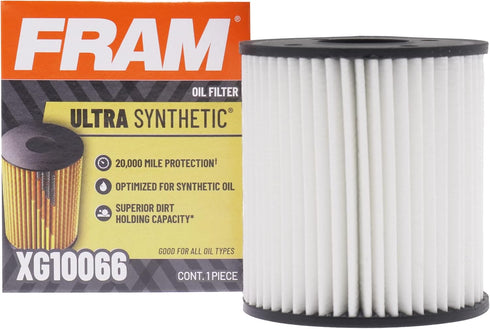 FRAM Ultra Synthetic Automotive Replacement Oil Filter, Designed for Synthetic Oil Changes Lasting up to 20k Miles, XG10066 with SureGrip (Pack of...