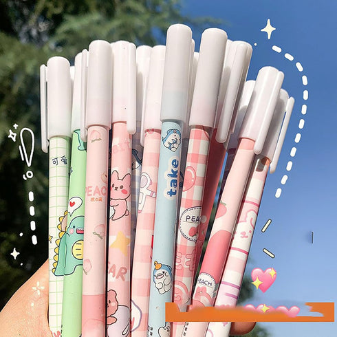 YIKANGHENG 30 Pcs Fine Point Cute Pens, 0.5mm 30 Different Random Styles Blue Ink Kawaii Gel Pens for Office, Study, Gift and Home Supplies (Blue)...