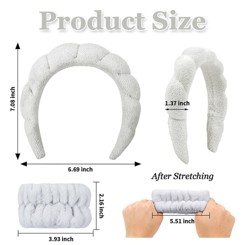 6 Pcs Terry Cloth Headband Face Wash Headband and Wristband Set, Skincare Headbands, Makeup Headband Spa Headband and Wristband Set, Hair Band for...