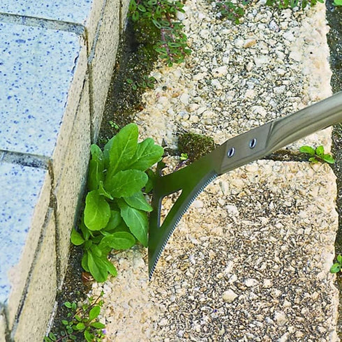 Multifunctional Weeding Tool for Gardening, 3 in 1 Hand Garden Weeder Tool (Sickle, Weed Puller, Scraper Cutter) Rust Resistant Stainless Steel Bl...