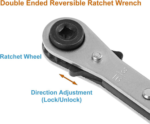 AC Ratchet Wrench, HVAC Service Wrench with HVAC Hexagon Bit Adapter, Premium AC Service Tools for Refrigeration Equipment Repair (3/16”, 1/4”, 5/...