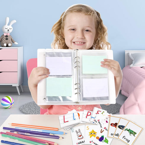 3x5 Index Card Holder Binder Card Organizer for Note Cards, Flash Cards, and Recipe Cards, 90 Card Sleeves - Stores up to 180 Index Cards, Indexca...