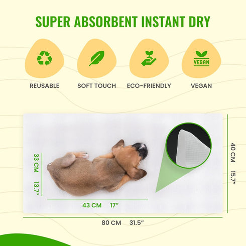 Bamboo Pet Towel 10 PCS - Reusable Bamboo Paper Towels for Dogs, Cats and Other Pets are Machine Washable Up to 5 Times | Disposable Pet Wipes for...
