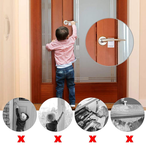 Door Lever Child Proof - Baby Proofing Door Handle -Toddler Safety Doorknob Latch for Toilet Facuet Handle - No Drilling Install - Easiest Use (Wh...