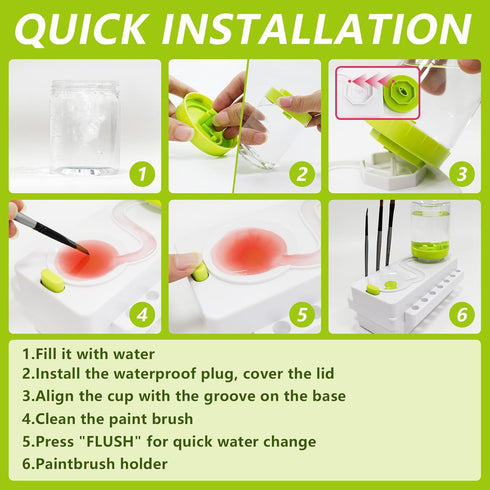 Paint Brush Cleaner, Brush Rinser with Drain and Brush Holder, Upgrade Water Circulation Paintbrush Cleaner Rinser for Acrylic, Watercolor, Water-...