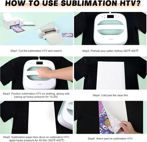 HTVRONT Sublimation HTV for Dark Fabric/Light Fabric - 10 Pack Matte Sublimation Vinyl - Sublimation Blanks for Sublimation Shirts/Pillow/Bag/Hat...