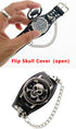 Cool Leather Punk Skull Quartz Men's Wrist Watch,Skull Flip Cover Women's Watch,Skull+Chains+Rivets Elements,Fashion for Valentine's Day Gift...