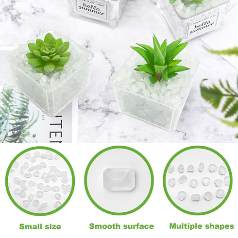 300pc Glow in The Dark Rocks Outdoor Decorative Stones Glow Rocks Luminous Stone Gemstone Shaped Luminous Pebbles for Bonsai Vase Aquarium Yard La...