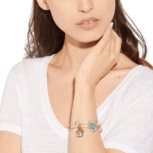 Alex and Ani Expandable Bangle for Women, Crystal Paw Prints of Love Charm, Rafaelian Finish, 2 to 3.5 in...