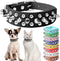 Spiked Dog Cat Collar Male Black Soft Leather Spike Puppy Collars Adjustable Mushroom Anti Bite Studded Dog Collars for Small Medium Large Dogs Ch...