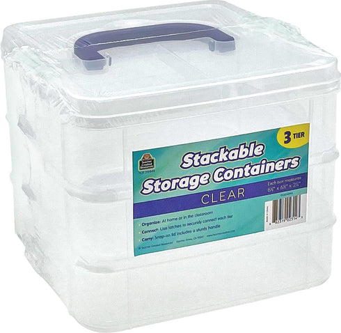 Teacher Created Resources Clear Stackable Storage Containers (TCR20449), 7"L x 6.5"W x 5.38"H...