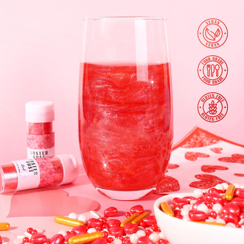 Red Edible Glitter for Drink, 5g Red Luster Dust Edible for Cake Decorating, Edible Glitter for Cocktails, Baking, Chocolate, Cookies, and Strawbe...