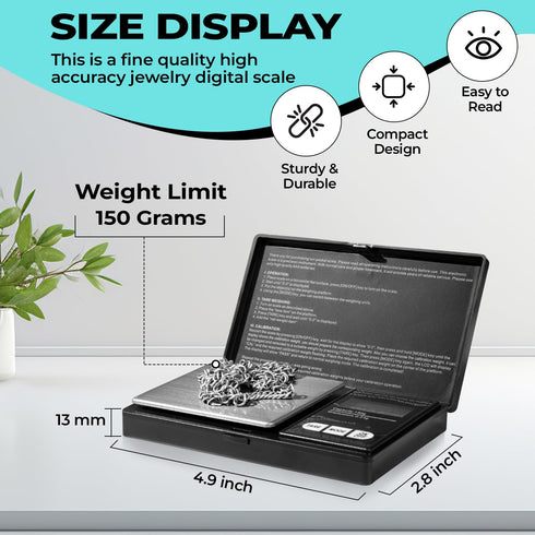 Digital Pocket Scale, 0.01gX150g,Electronic Smart Weigh Scale,Portable, Small Jewelry Scale Grams and Ounces,Mini Scale with LCD Display,Tare, Bla...