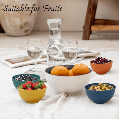 wheat straw small bowls 10oz set of 8 - Unbreakable Dessert Bowls for kids - Mini Bowls for Ice Cream,Snack and Fruits - Microwave & Dishwasher Sa...