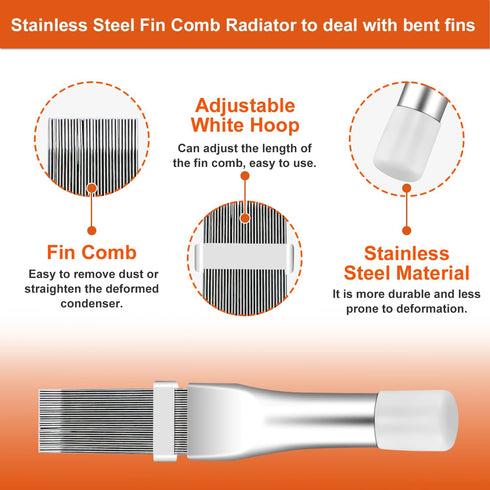 Cenipar 2PCS Air Conditioner Condenser Fin Comb Set Include FCR6 Fin Comb and Stainless Radiator Fin Comb Compatible with Air Conditioner HVAC Fin...