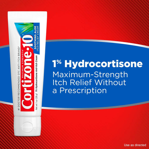 Cortizone-10 Maximum Strength Soothing Aloe Itch Relief Cream, 1% Hydrocortisone, Fast-Acting, Anti-Itch Cream for Bug Bites, Rash, Eczema, Psoria...
