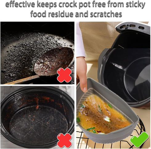 Slow Cooker Liners?Cook Two Things at Once and Easy Clean?Crock Pot Divider?Suitable for 6-8QT Crock?Silicone Crock Pot Liners Oval (2)...