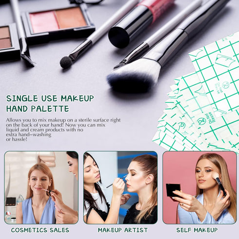 200 Pieces Makeup Hand Palette Adhesive Foundation Palette Disposable Foundation Mixing Tray Single Use Professional Make up Tools Clear Cosmetic ...
