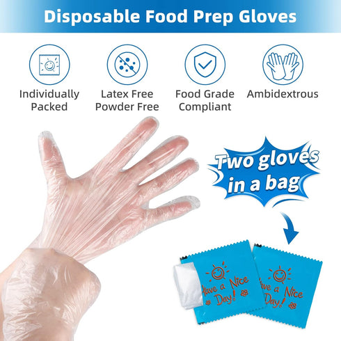 Brandon-super 200PCS Disposable Plastic Gloves For Cooking? Food Service and Food Prep?Independent Packaging?100 small bags ?...