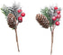 Crafare 20 Pack Artificial Christmas Tree Picks Assorted Red Berry Pine Picks Spray with Pinecones Apples Holly Leaves Winter Holiday Season Déco...
