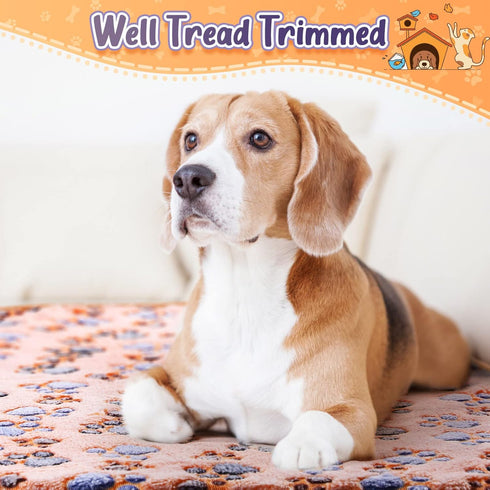 4 Pcs Pet Blanket Dog Puppy Blanket Paw Print Fleece Blanket for Small Medium Pet Dog Cat Warm Soft Sleep Mat Guinea Pig Cage Liners Blanket (Coff...